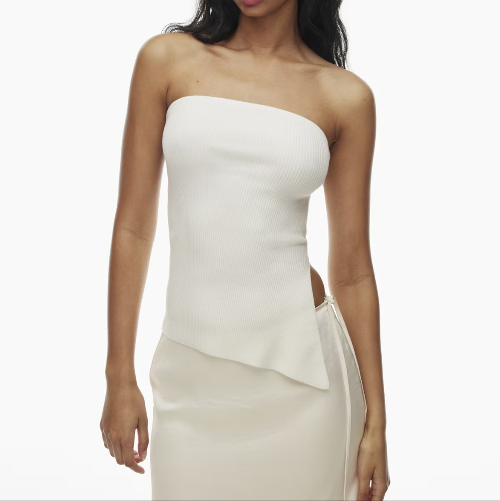 WILFRED Claridge Tube Top Light Birch Coastal Contemporary Knit XS Aritzia NWT